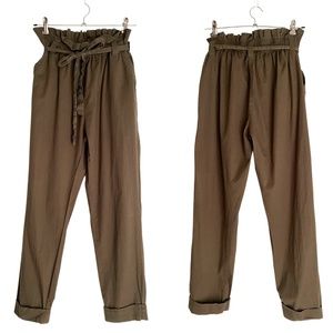 Taxi Women’s Olive Green High Rise Waist Tie Elastic Band Trouser Pants [US M]